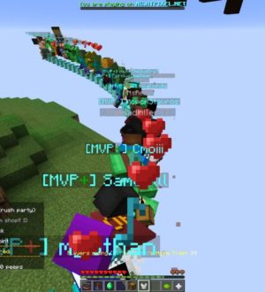 Hypixel прокатил игроков (на летающем поезде из блоков)